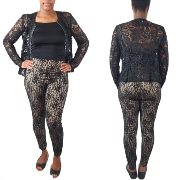 Metaphor Pants Jumpsuits Metaphor Nudeblack Lace Leggings Poshmark